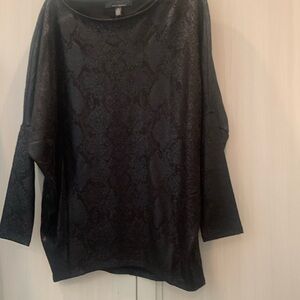 WHBM black dolman sleeve top with sheen and tapered bottom